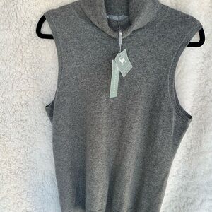 InCashmere Gray Sleeveless Turtleneck Sweater